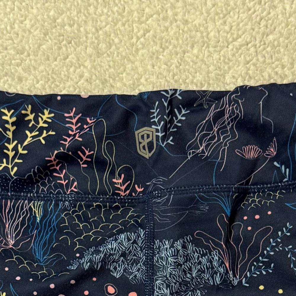 Born Primitive Athletic Booty Shorts Mermaid Marine Ocean Print Workout Gym Blue - Picture 8 of 8